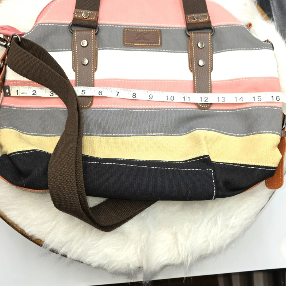 Canvas Multi Colored Stripe  Women's Bag With Crossbody Strap EUC - Picture 6 of 12